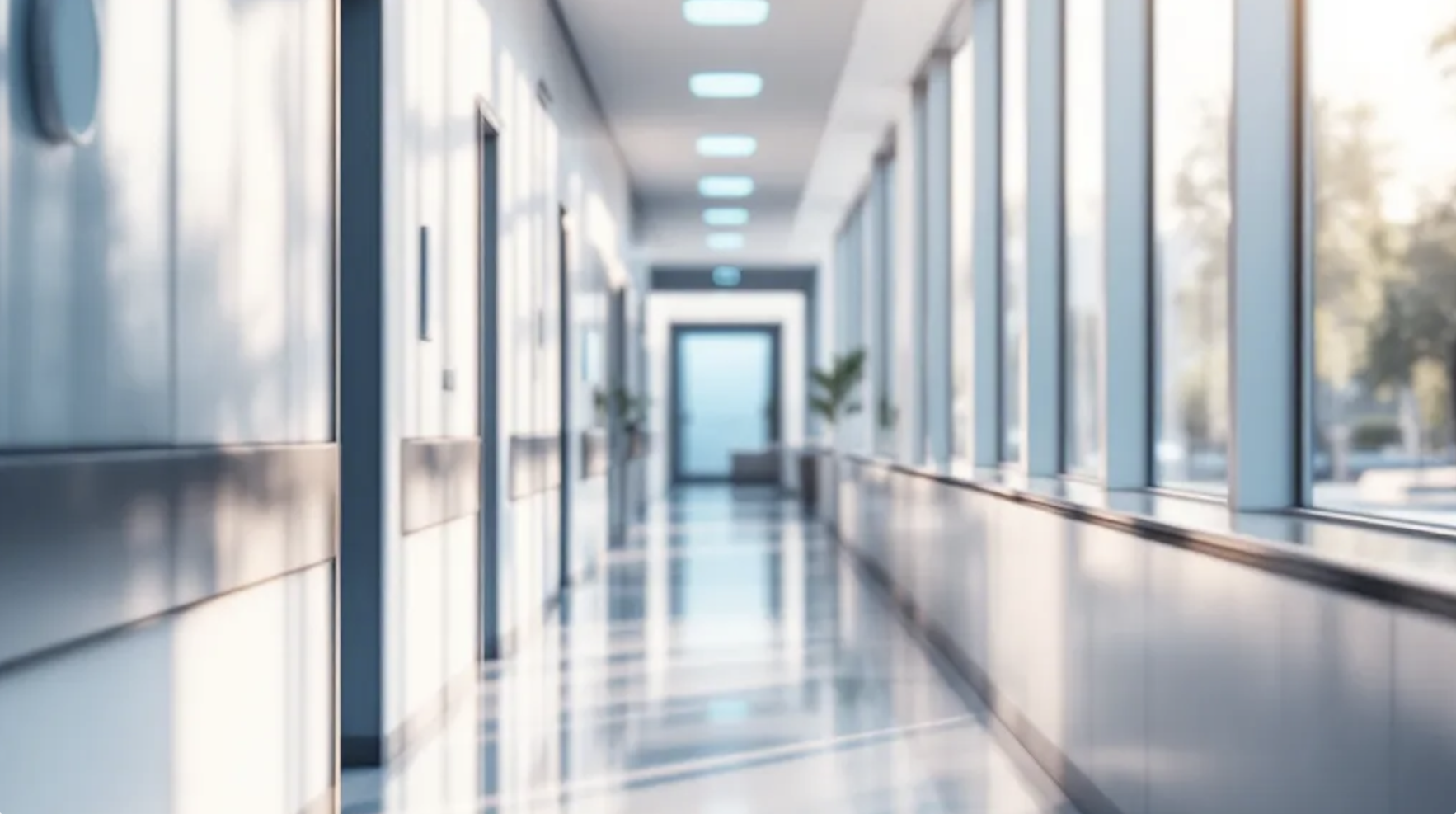 Lichtdurchfluteter Klinikflur